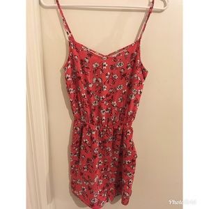 Orange Floral Romper